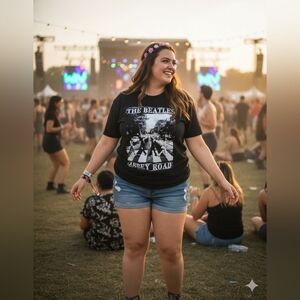 The Beatles Black and White Abbey Road Tee Unisex 2X